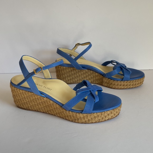 Sarah Flint Mirjana Leather Blue Wedge - Picture 6 of 15